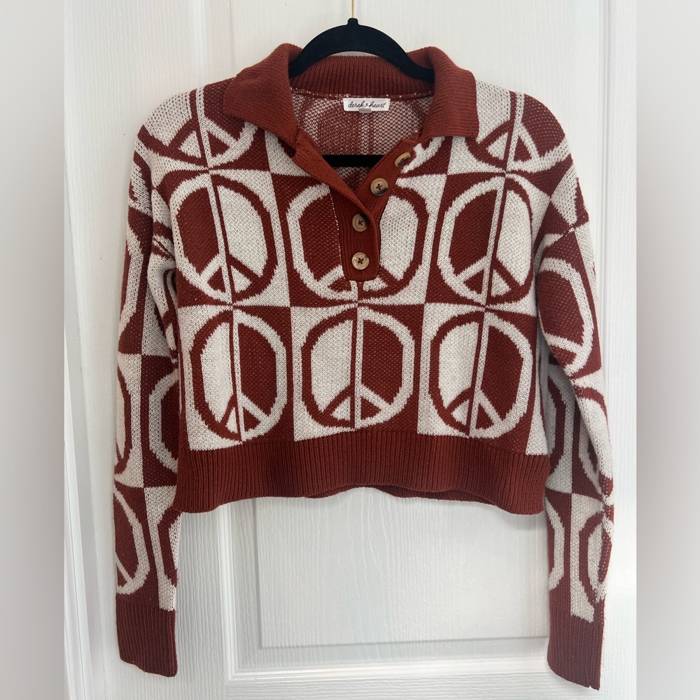 Derek Heart Cropped Peace Sweater